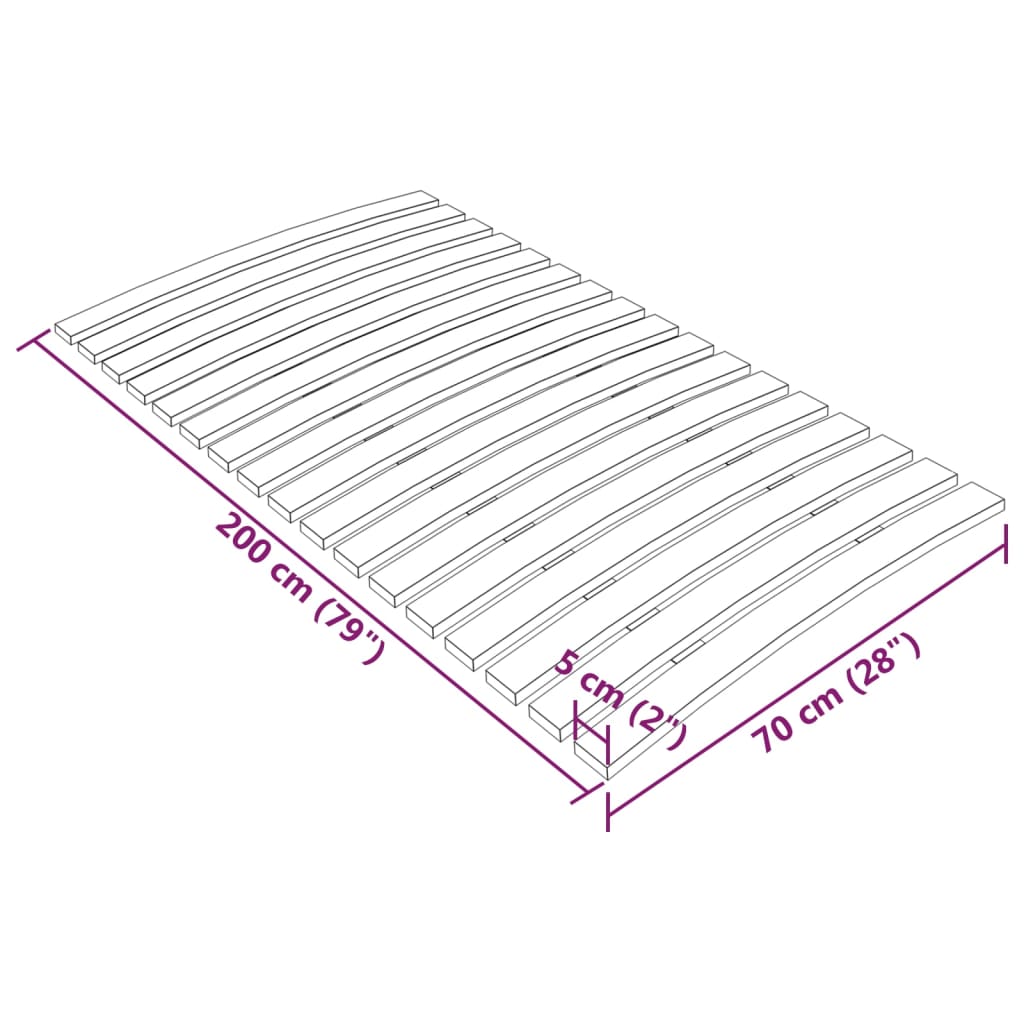 vidaXL Somier de láminas con 17 listones 70x200 cm