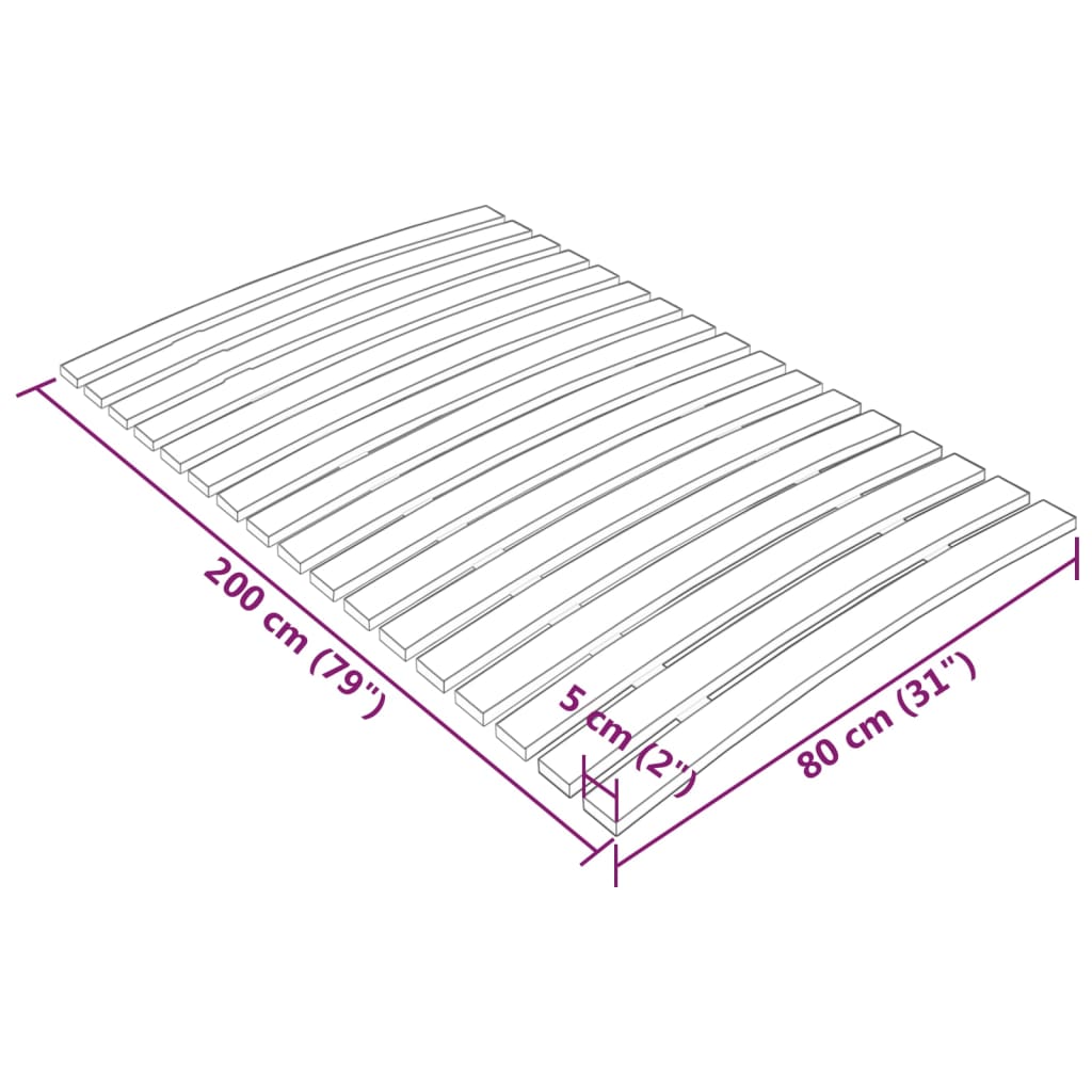 vidaXL Somier de láminas con 17 listones 80x200 cm