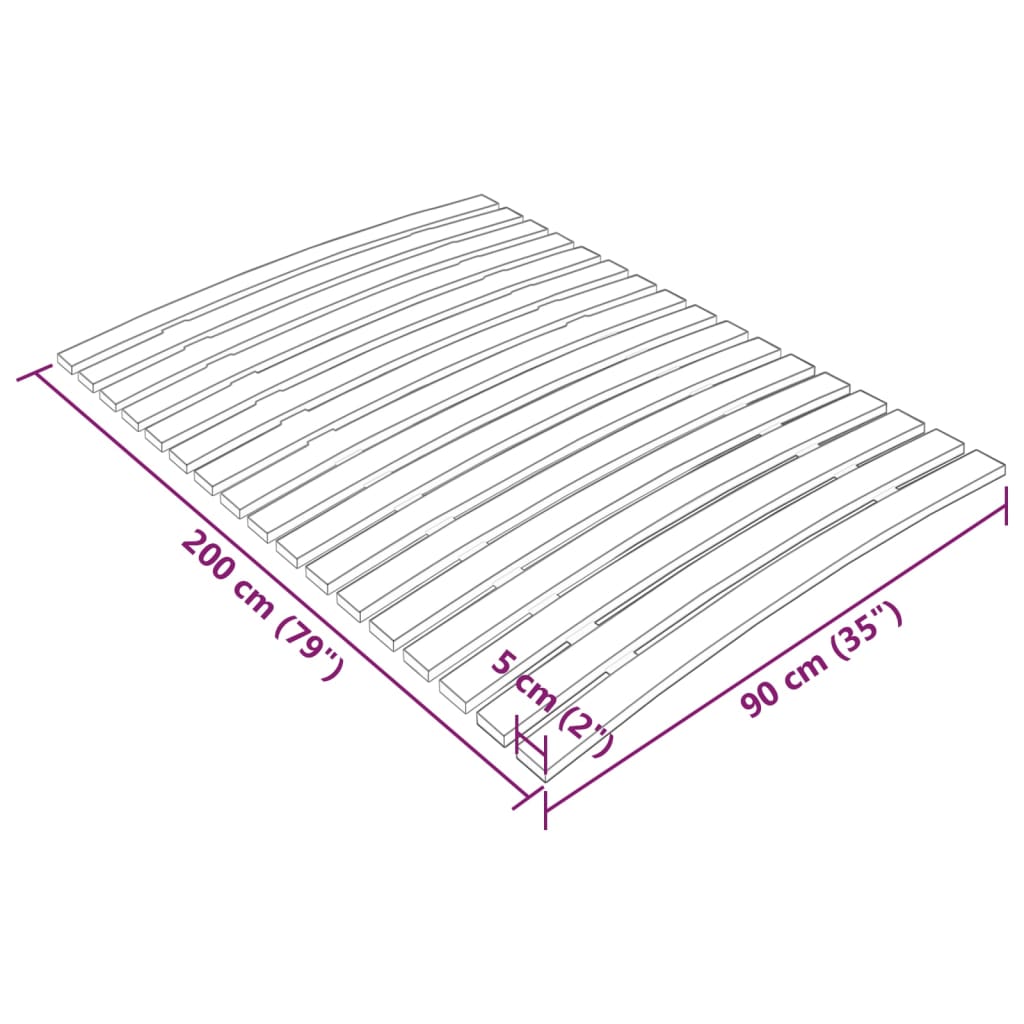 vidaXL Somier de láminas con 17 listones 90x200 cm