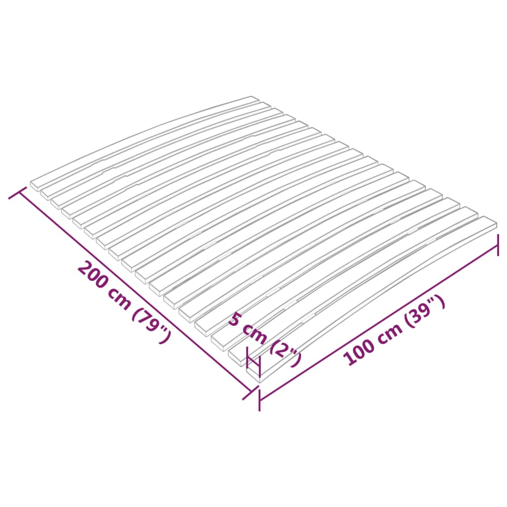 vidaXL Somier de láminas con 17 listones 100x200 cm