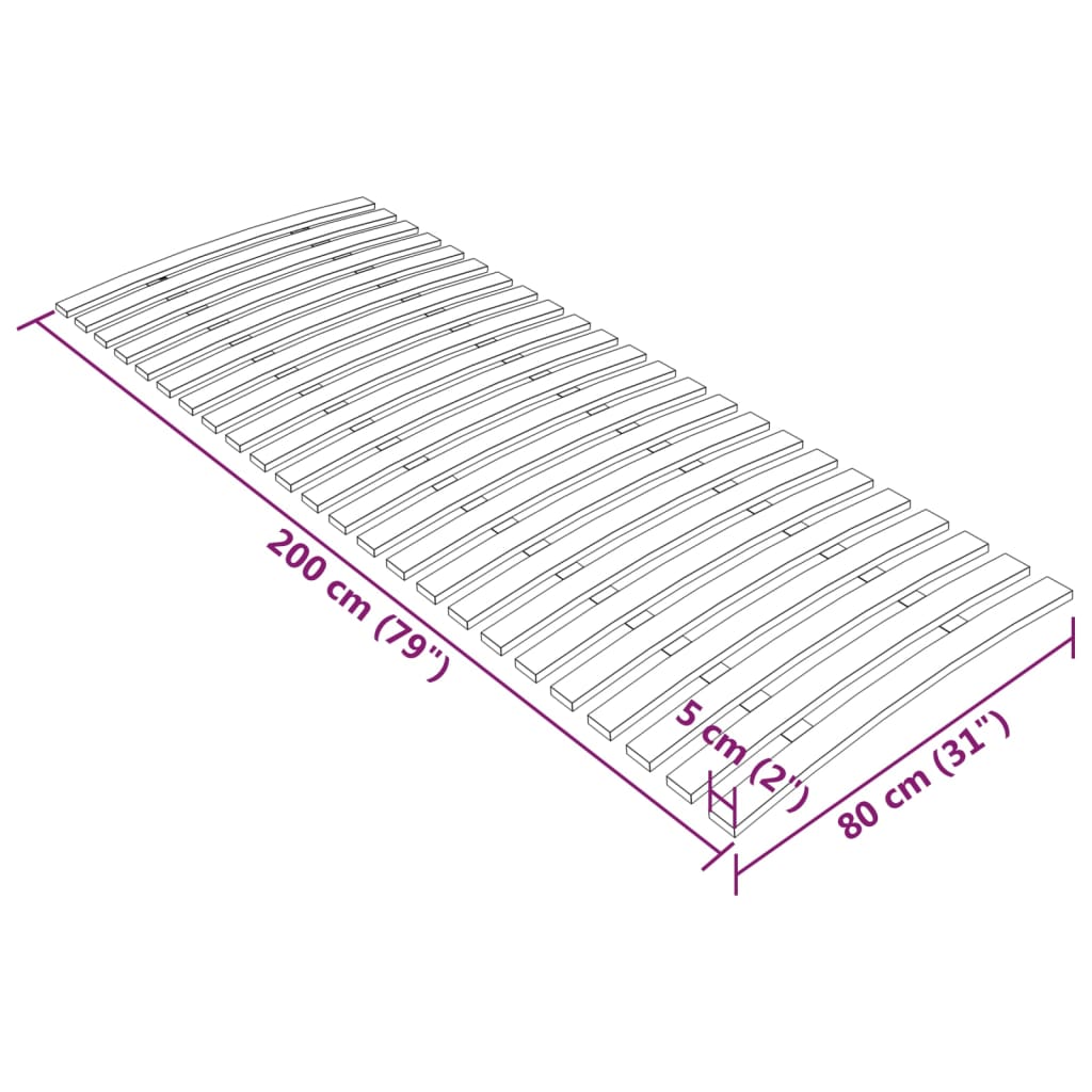 vidaXL Somier de láminas con 24 listones 80x200 cm