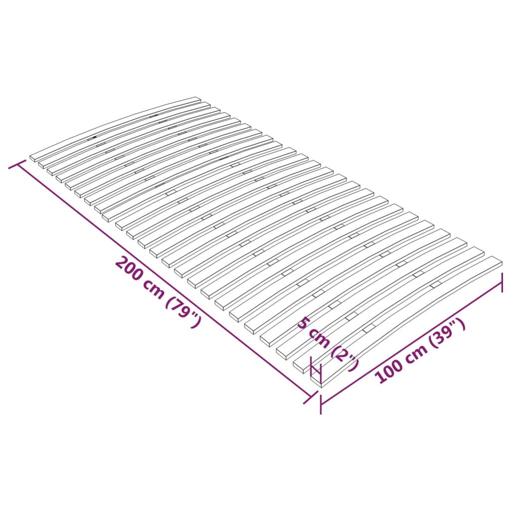 vidaXL Somier de láminas con 24 listones 100x200 cm