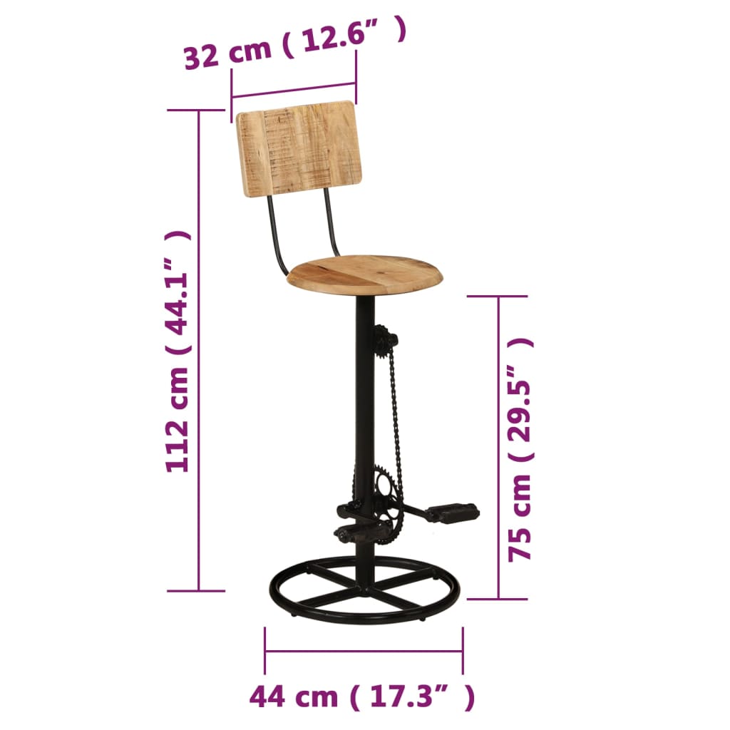 vidaXL Taburetes de cocina 2 unidades madera maciza de mango