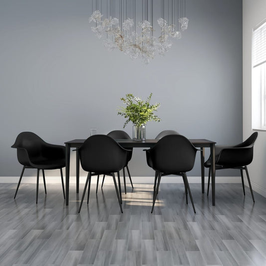 vidaXL Sillas de comedor 6 unidades negras PP