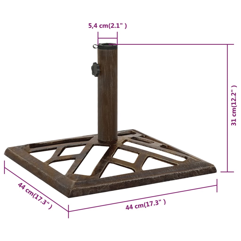 vidaXL Base de sombrilla de hierro fundido bronce 44x44x31 cm