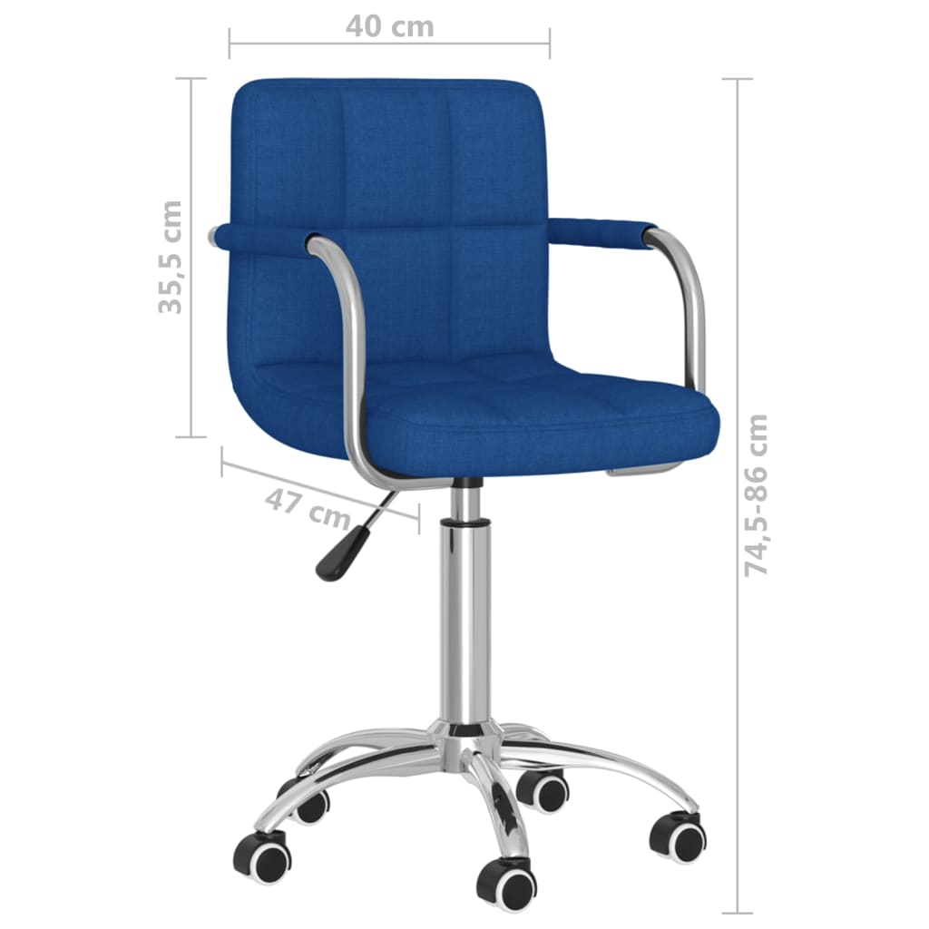 vidaXL Silla de comedor giratoria tela azul