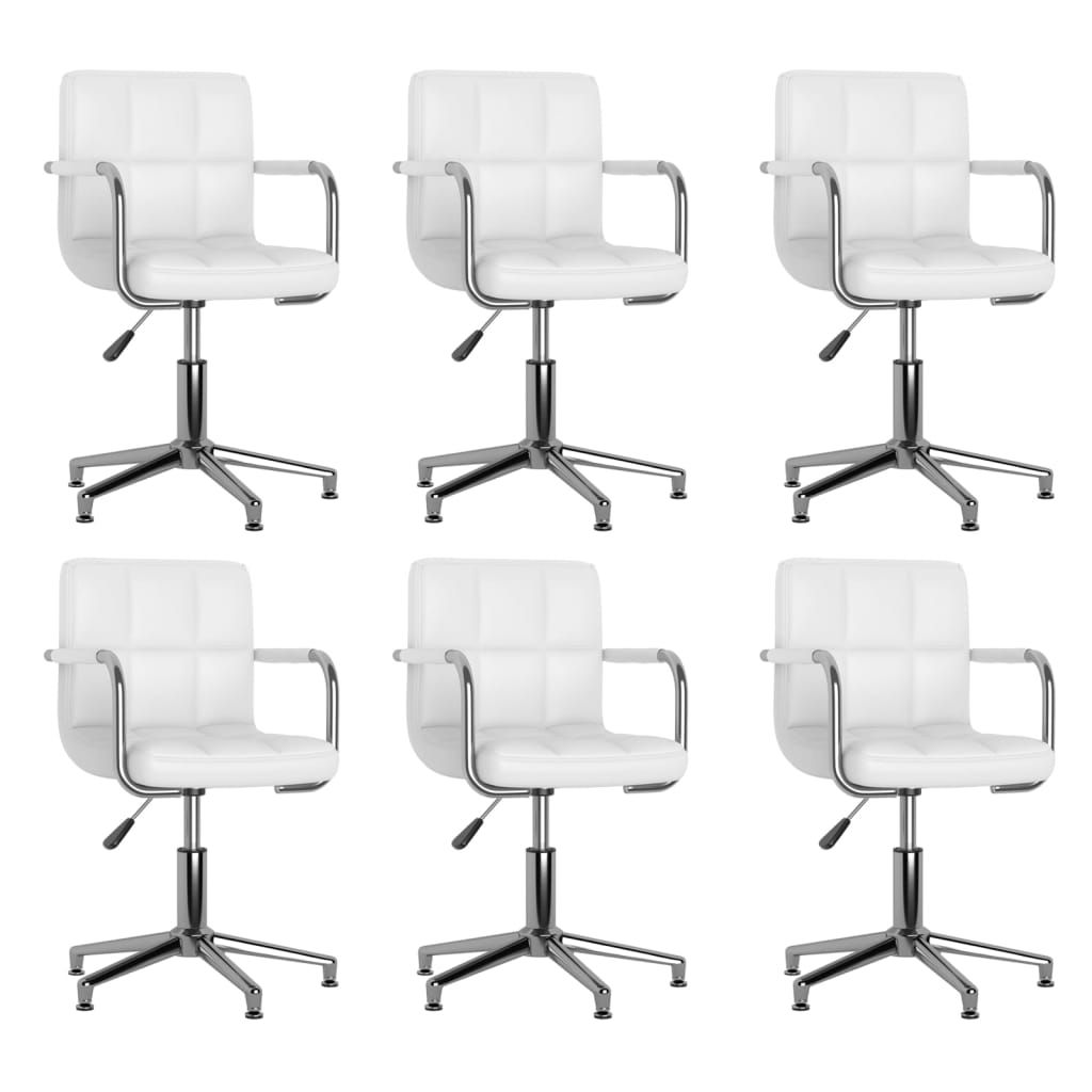 vidaXL Sillas de comedor giratorias 6 unidades cuero sintético blanco