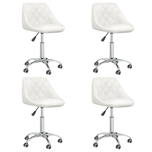 vidaXL Sillas de comedor giratorias 4 unidades cuero sintético blanco