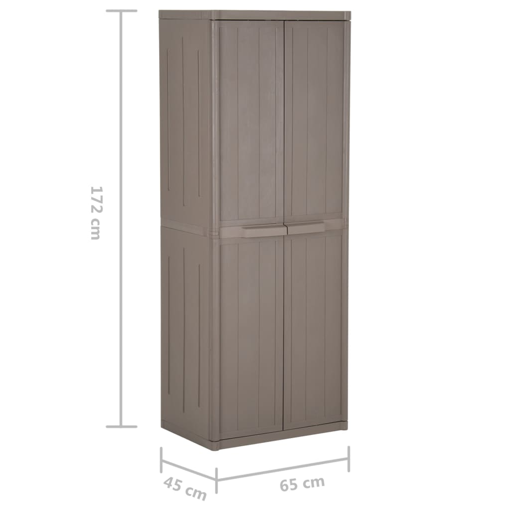 vidaXL Armario almacenaje de jardín PP apariencia madera 65x45x172 cm