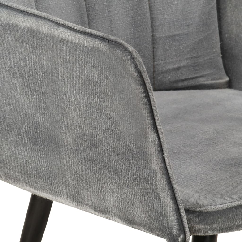 vidaXL Sillón orejero con reposapiés lona gris vintage