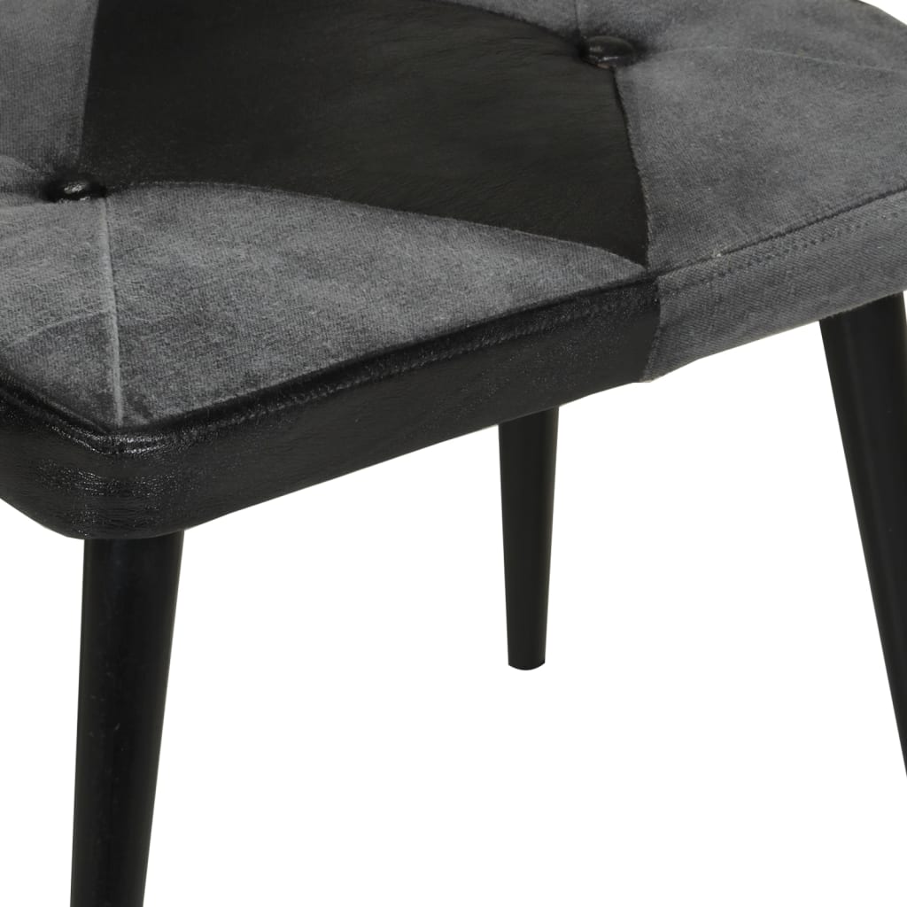 vidaXL Sillón con reposapiés cuero auténtico y lona negro