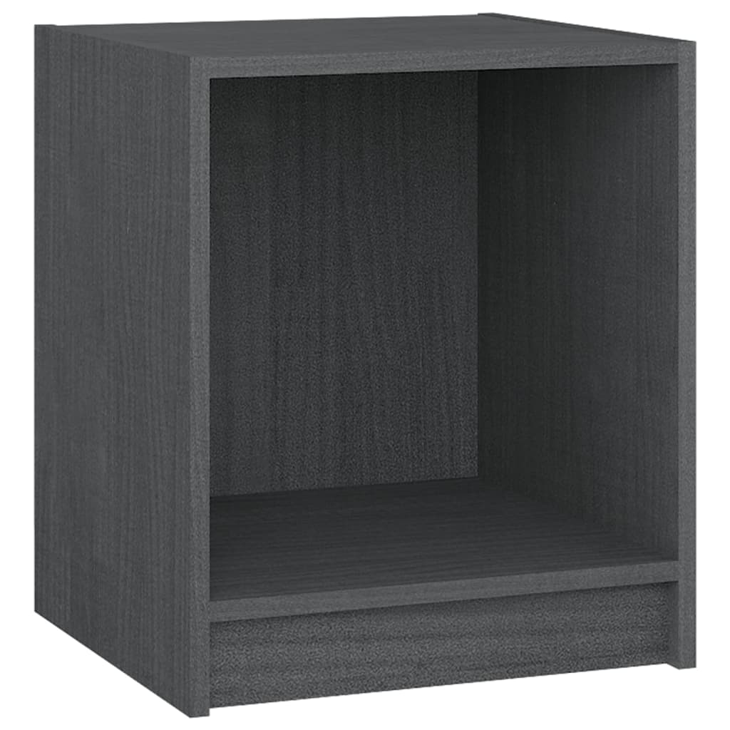 vidaXL Mesita de noche madera maciza de pino gris 35,5x33,5x41,5 cm