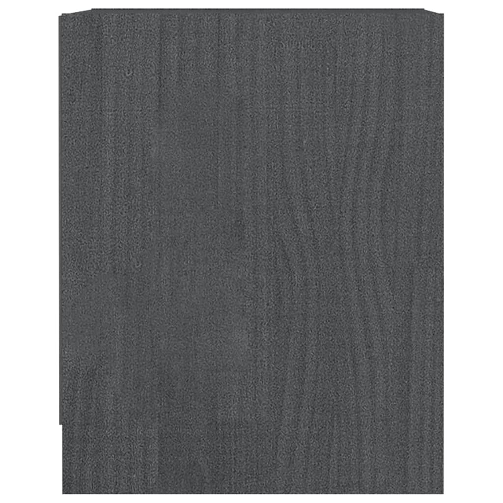 vidaXL Mesita de noche madera maciza de pino gris 35,5x33,5x41,5 cm