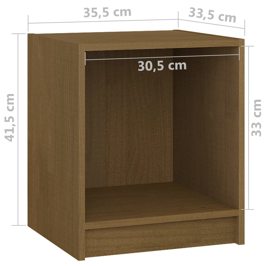 vidaXL Mesita noche madera pino maciza marrón miel 35,5x33,5x41,5 cm