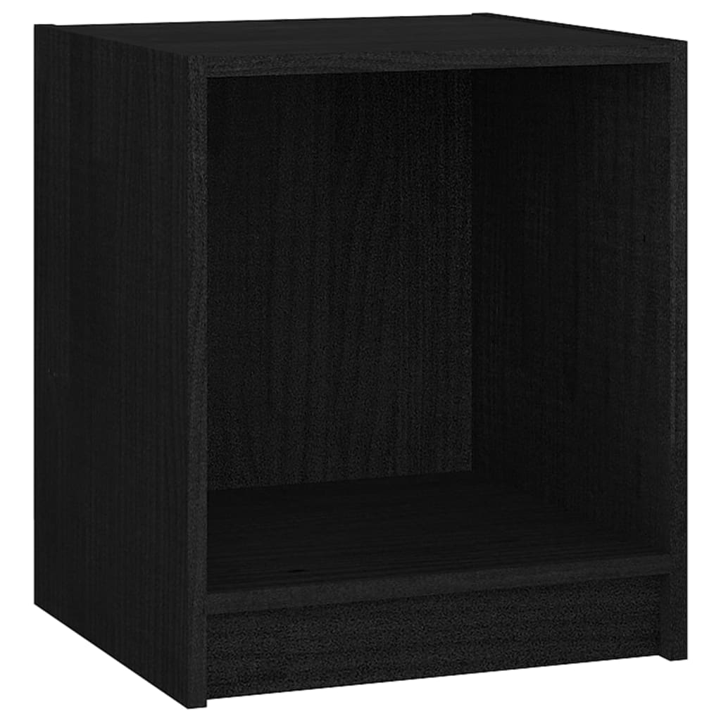 vidaXL Mesita de noche 2 uds madera de pino negro 35,5x33,5x41,5 cm