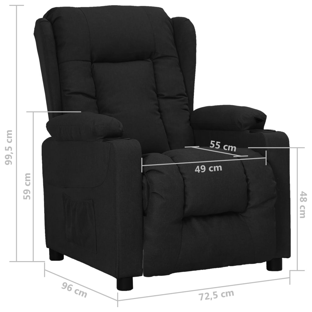 vidaXL Sillón elevable tela negro