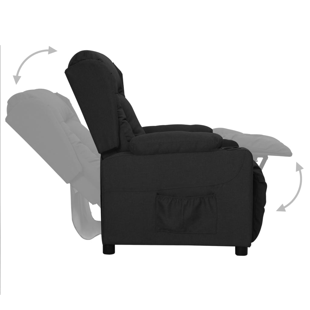 vidaXL Sillón elevable tela negro