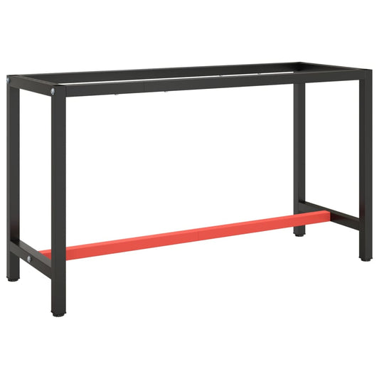 vidaXL Estructura banco de trabajo metal negro y rojo mate 140x50x79cm