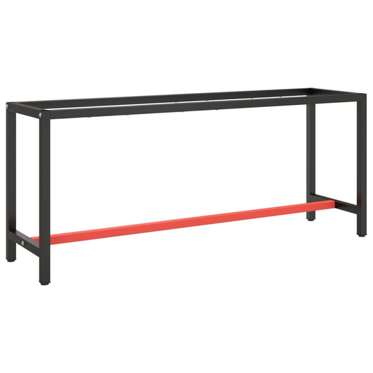 vidaXL Estructura banco de trabajo metal negro y rojo mate 190x50x79cm