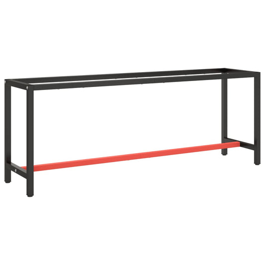 vidaXL Estructura banco de trabajo metal negro y rojo mate 210x50x79cm