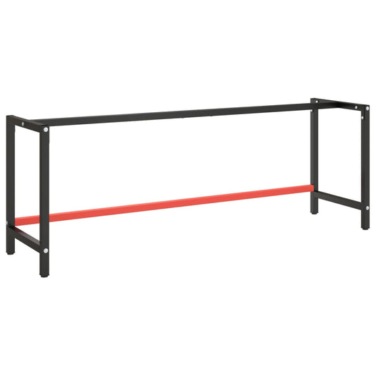 vidaXL Estructura banco de trabajo metal negro y rojo mate 220x57x79cm