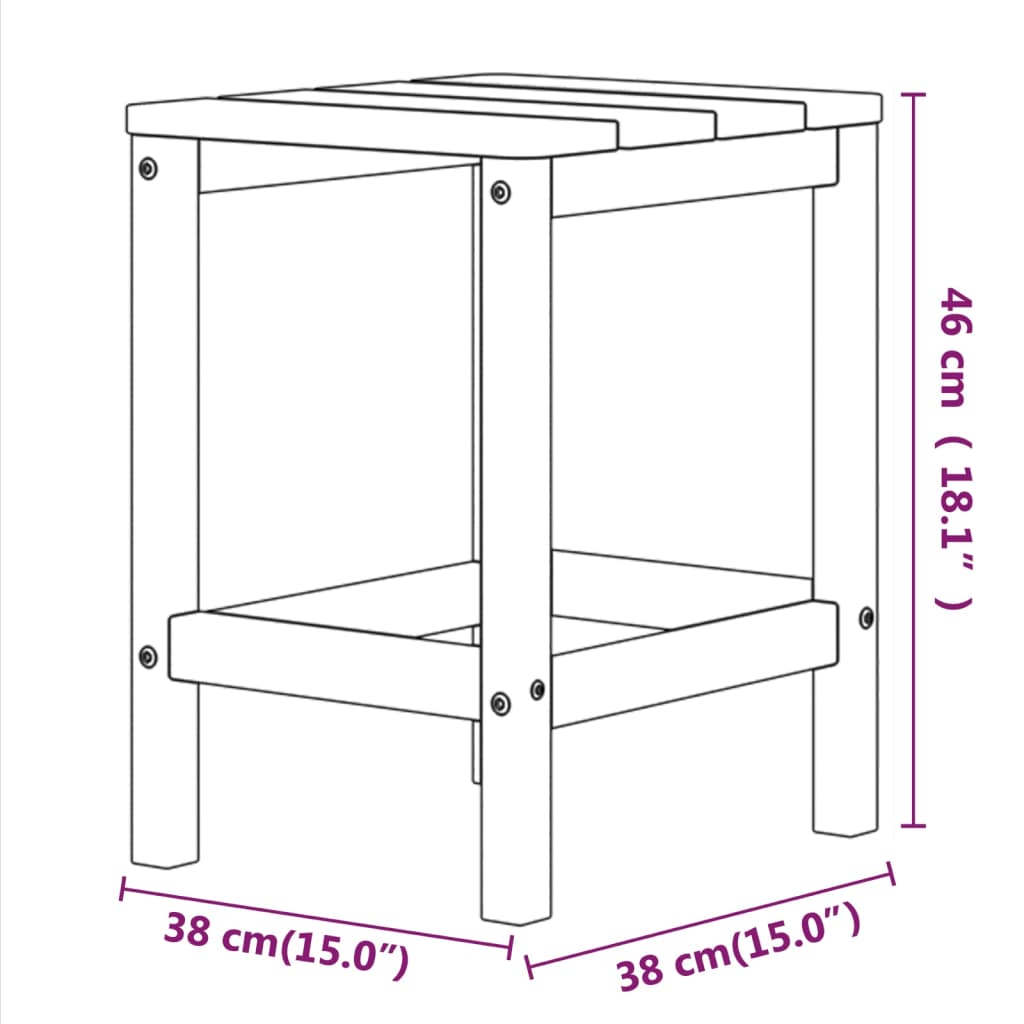 vidaXL Mesa de jardín Adirondack HDPE antracita 38x38x46 cm