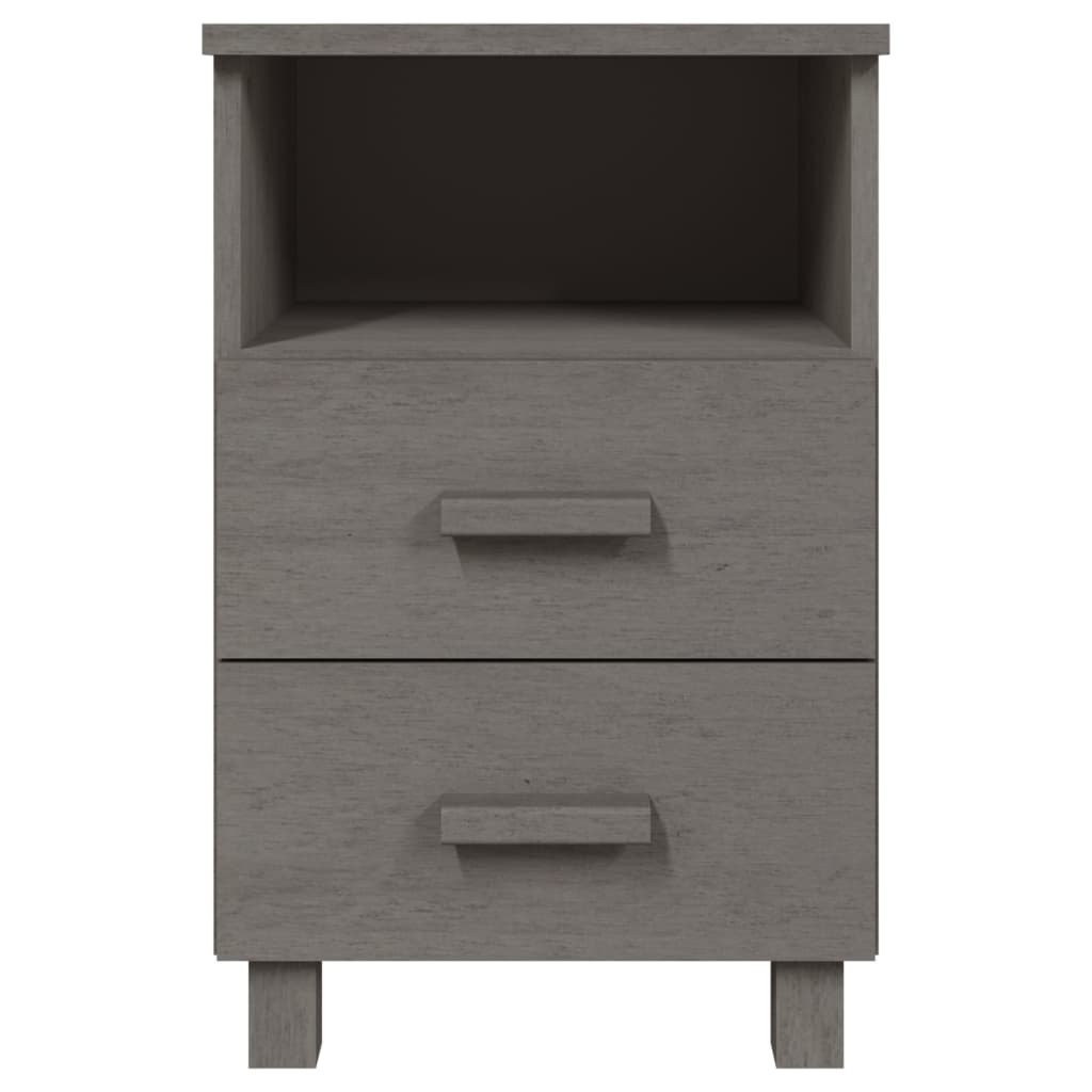 vidaXL Mesitas noche 2 uds HAMAR pino macizo gris claro 40x35x62 cm