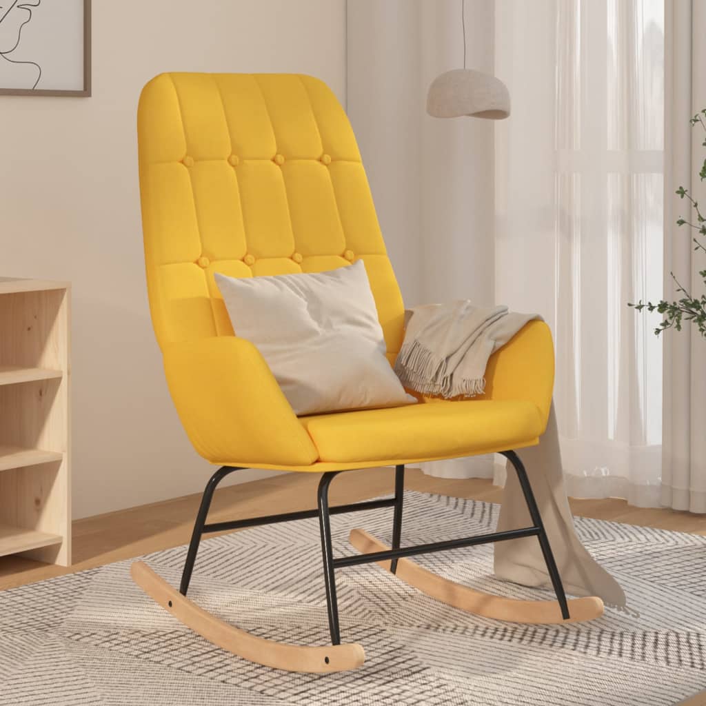 vidaXL Silla mecedora de tela amarillo mostaza