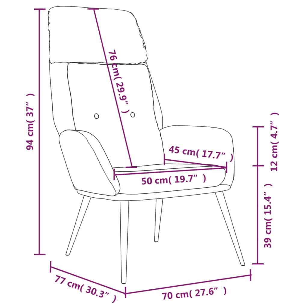 vidaXL Sillón de relax de piel de ante sintética color crema