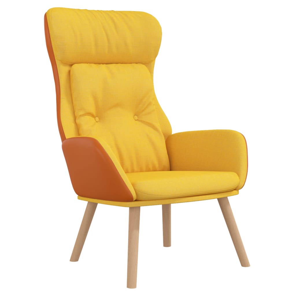 vidaXL Sillón de relax de tela y PVC amarillo mostaza