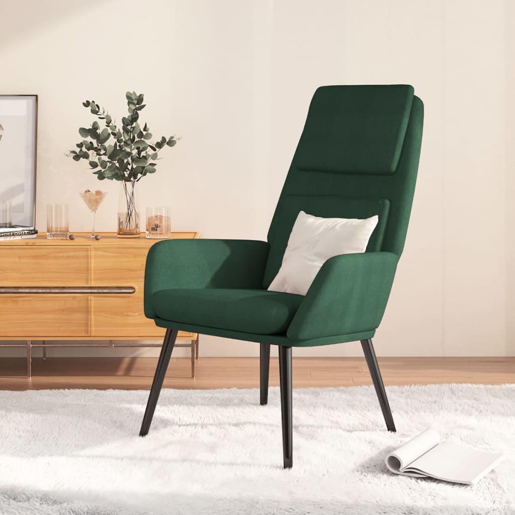 vidaXL Sillón de relax de tela verde oscuro