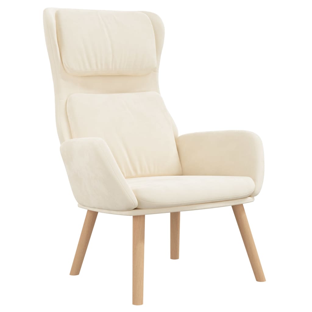 vidaXL Sillón de relax de terciopelo blanco crema