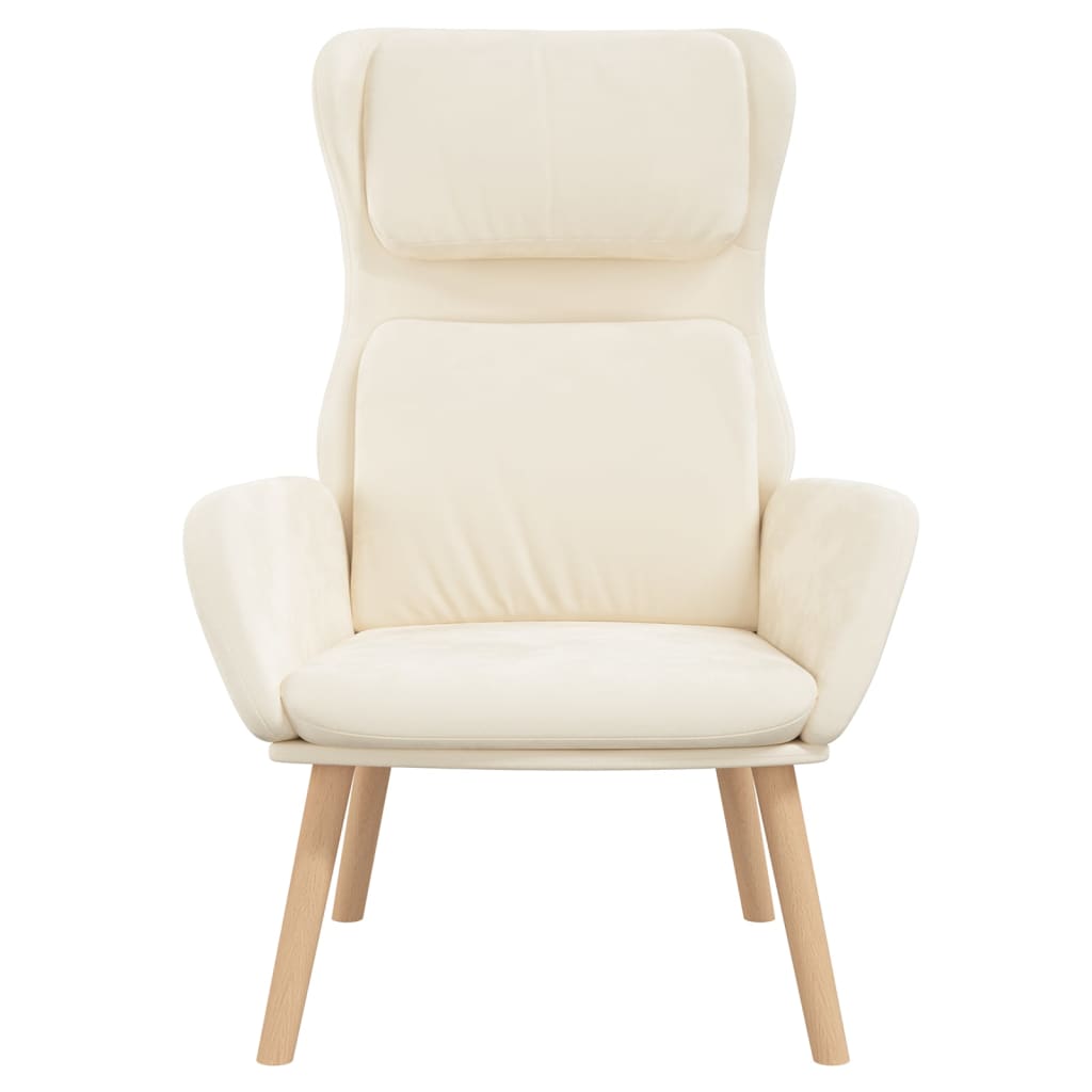 vidaXL Sillón de relax de terciopelo blanco crema