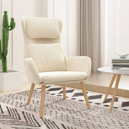 vidaXL Sillón de relax de terciopelo blanco crema