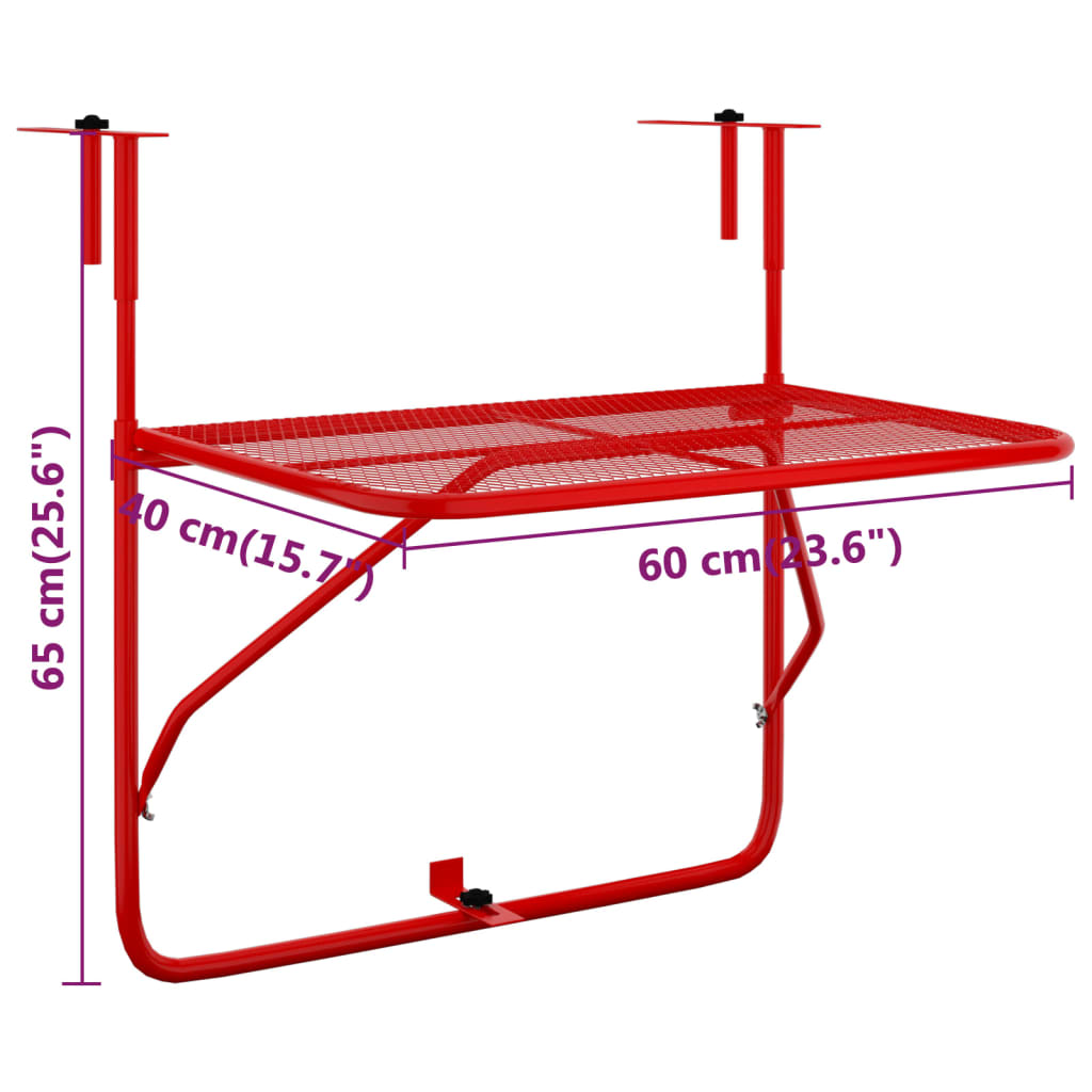 vidaXL Mesa de balcón acero dorado 60x40 cm