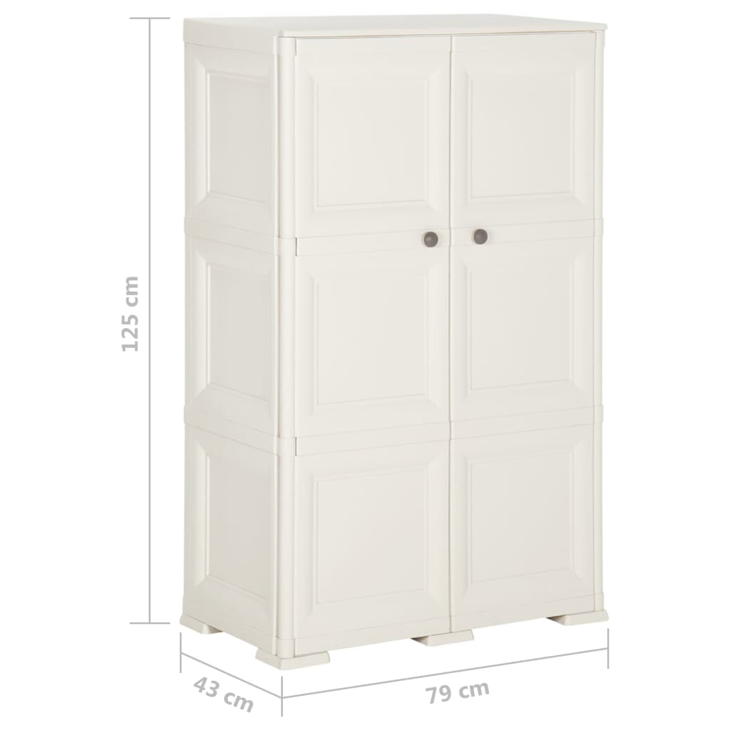 vidaXL Armario de plástico diseño madera blanco angora 79x43x125 cm