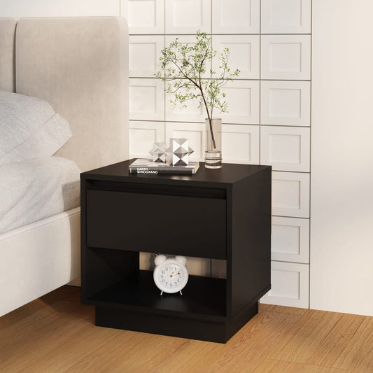 vidaXL Mesita de noche madera contrachapada negro 45x34x44 cm