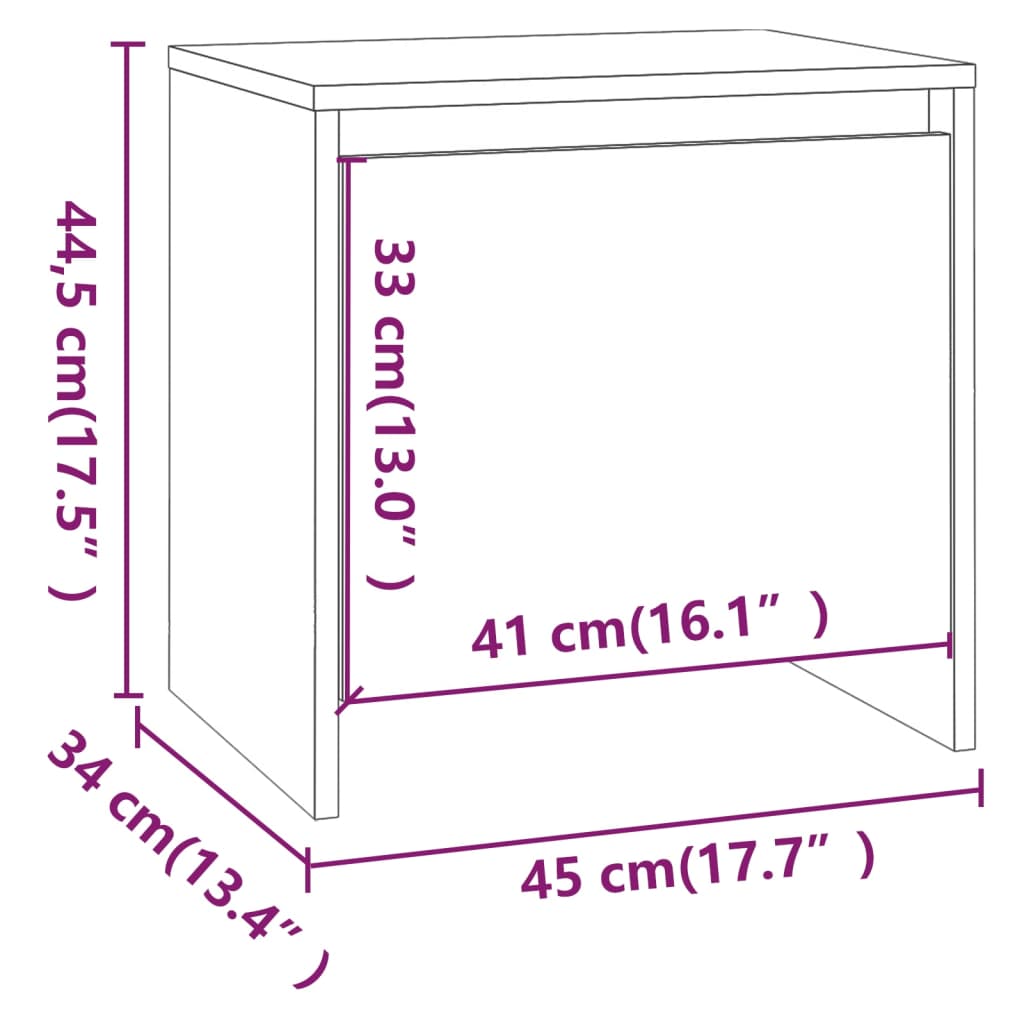 vidaXL Mesitas de noche 2 uds madera ingeniería blanco 45x34x44,5 cm