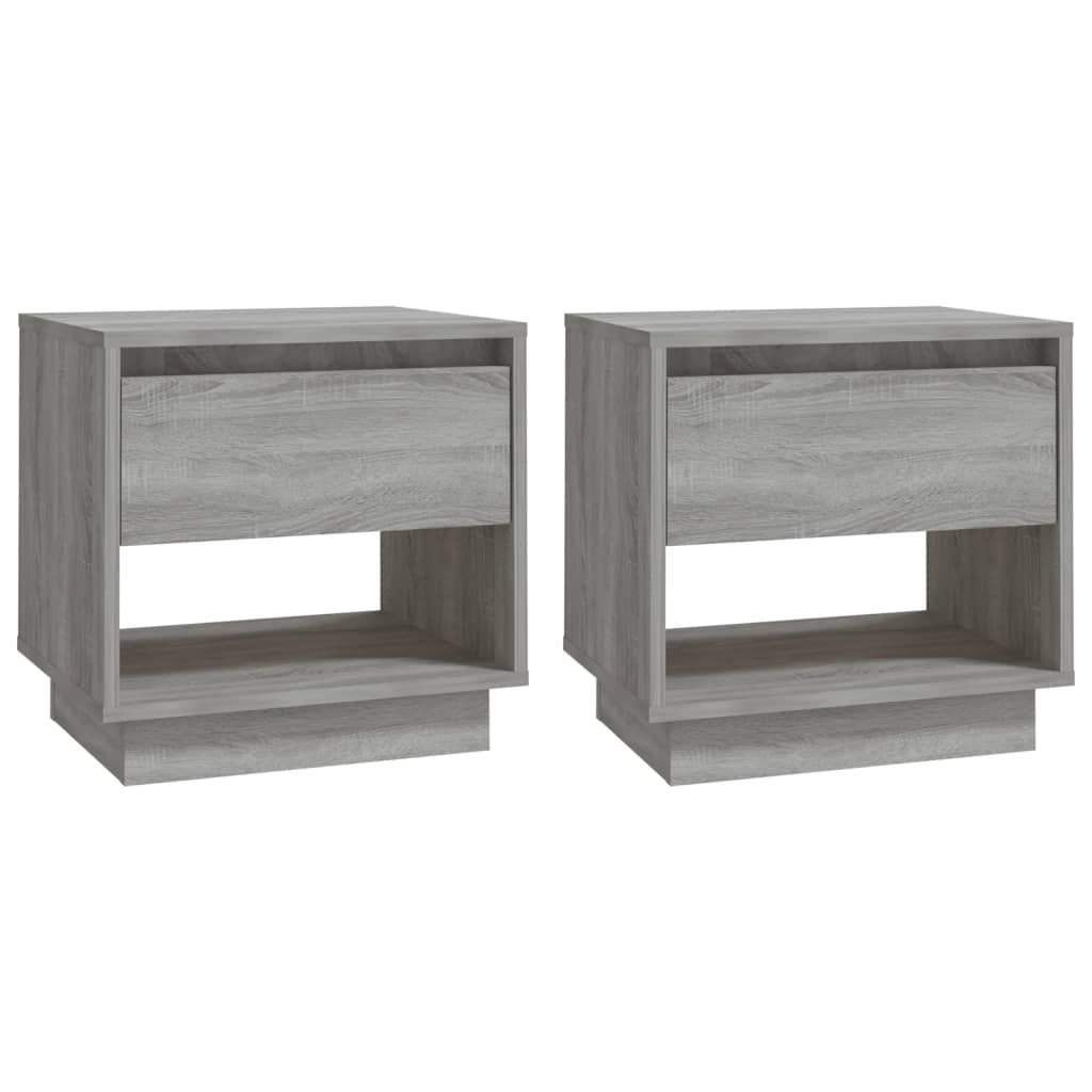 vidaXL Mesitas noche 2 uds madera ingeniería gris Sonoma 45x34x44 cm