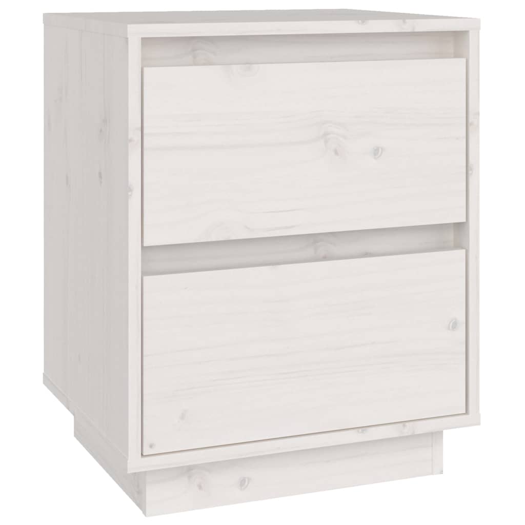 vidaXL Mesita de noche madera maciza de pino blanco 40x35x50 cm