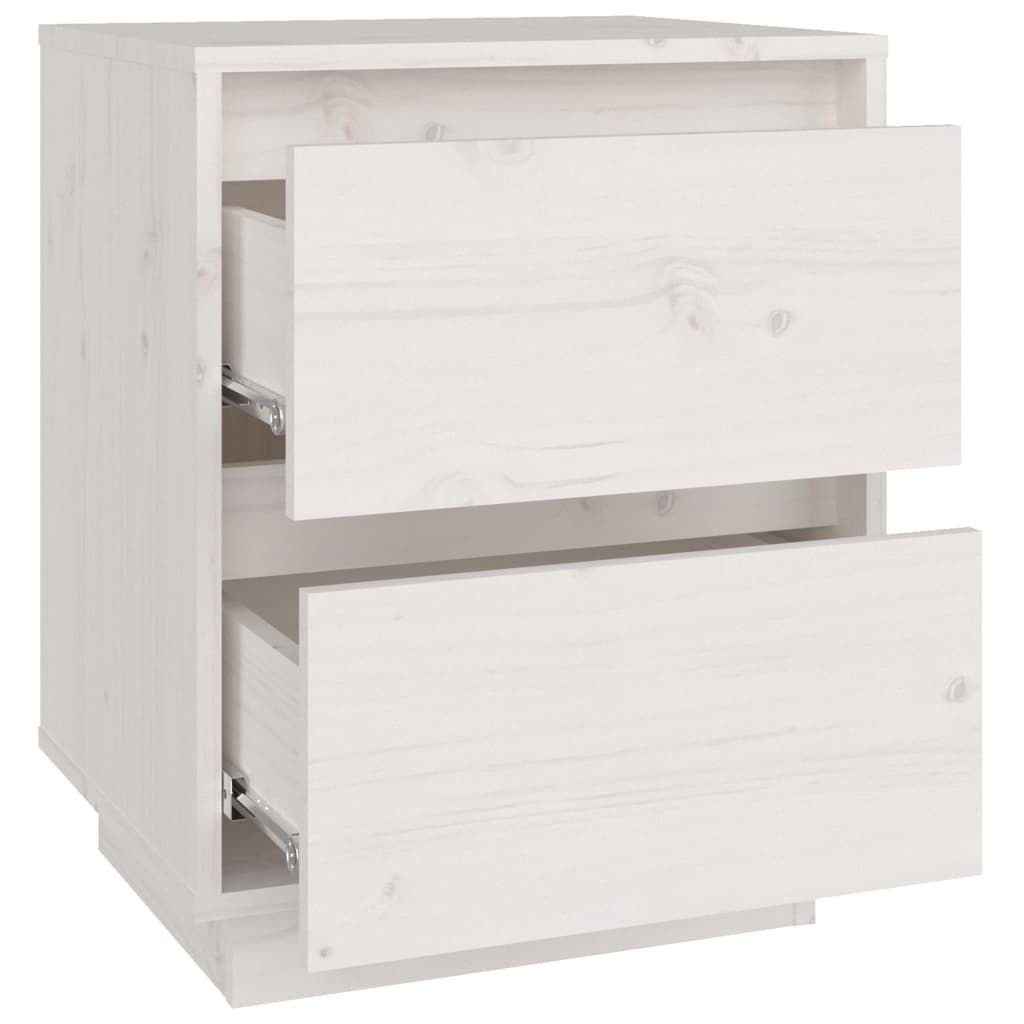 vidaXL Mesita de noche madera maciza de pino blanco 40x35x50 cm