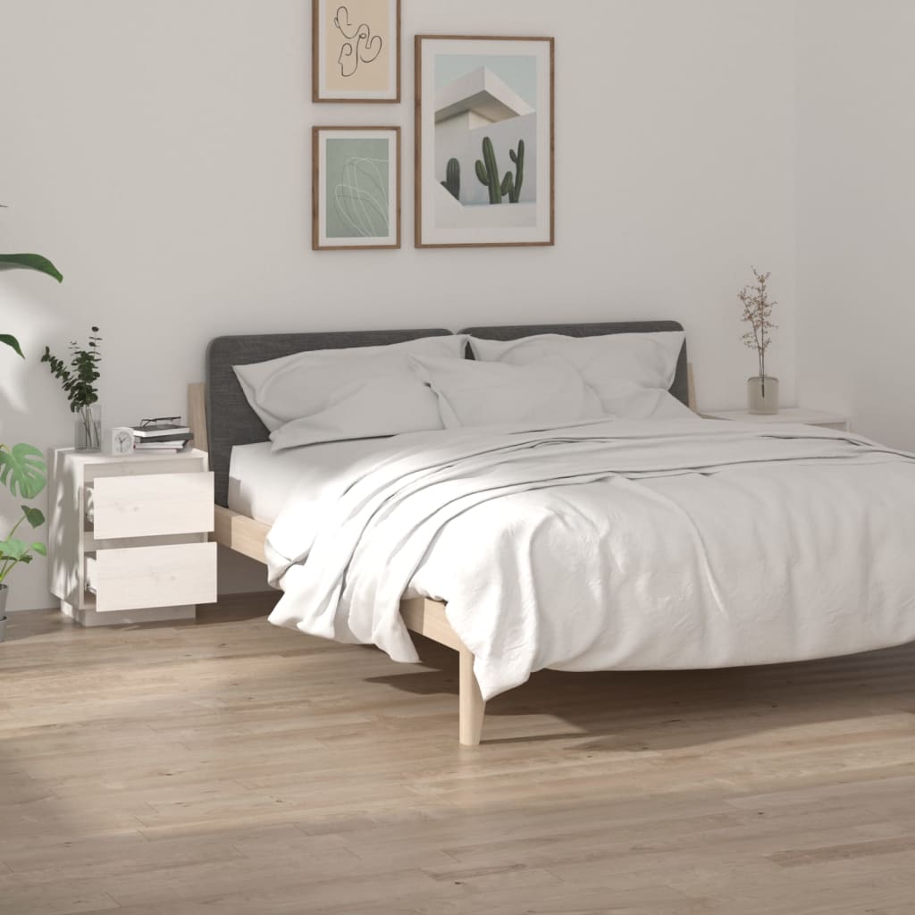 vidaXL Mesitas de noche 2 uds madera maciza de pino blanco 40x35x50 cm