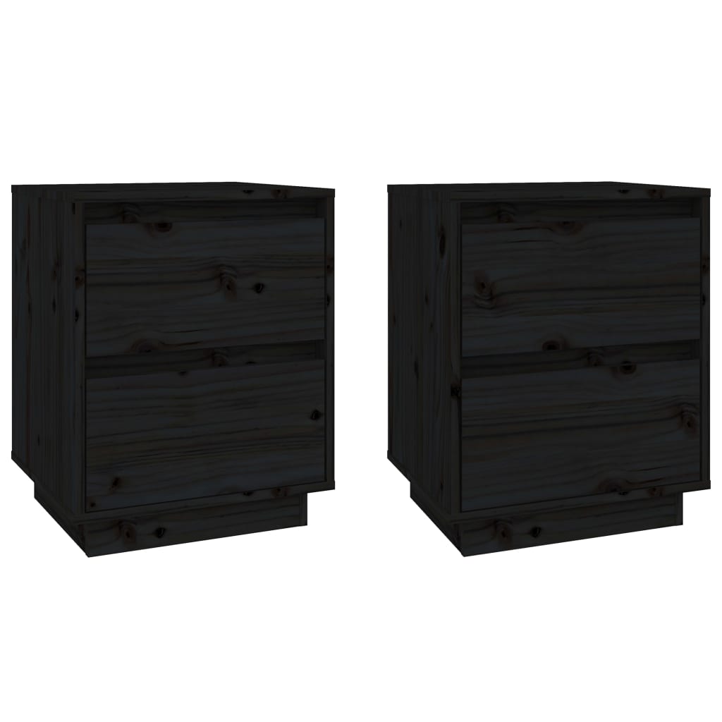 vidaXL Mesitas de noche 2 uds madera maciza de pino negro 40x35x50 cm