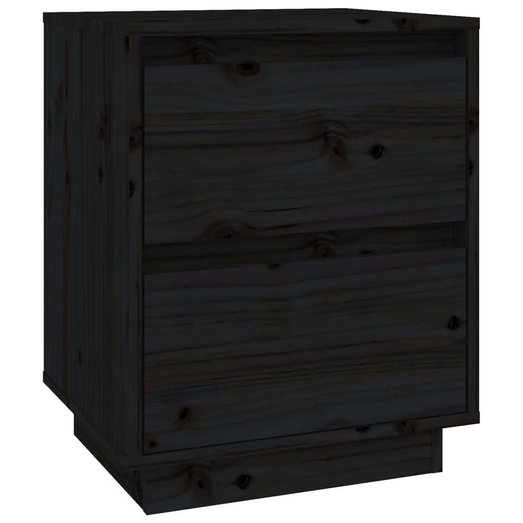 vidaXL Mesitas de noche 2 uds madera maciza de pino negro 40x35x50 cm