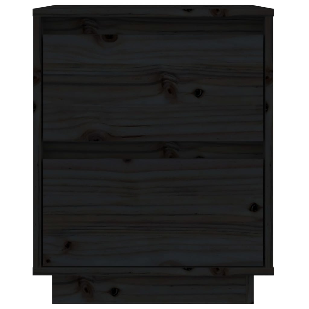 vidaXL Mesitas de noche 2 uds madera maciza de pino negro 40x35x50 cm