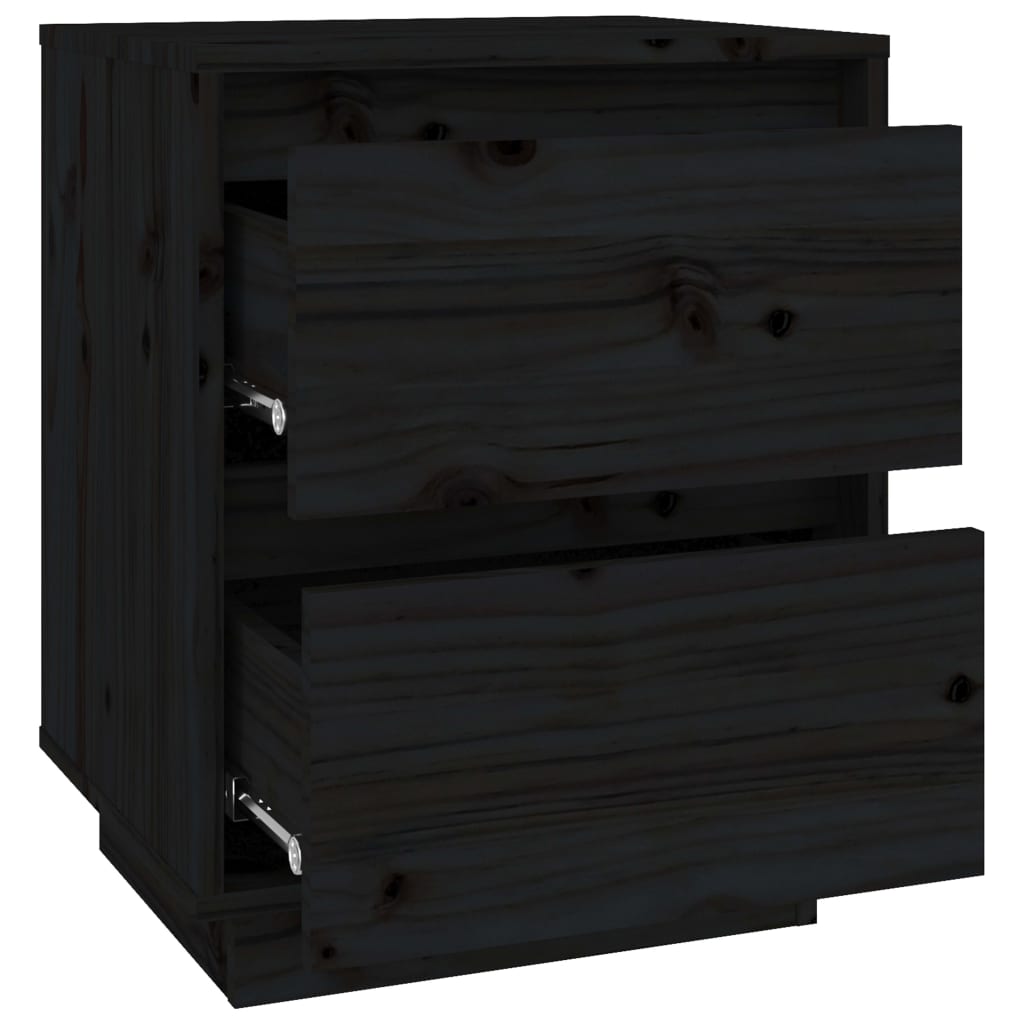 vidaXL Mesitas de noche 2 uds madera maciza de pino negro 40x35x50 cm