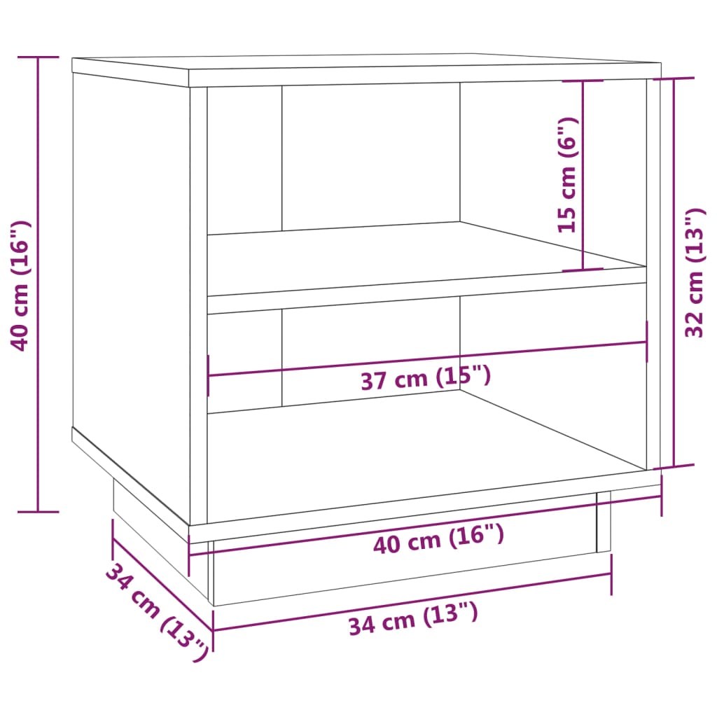 vidaXL Mesita de noche de madera maciza de pino 40x34x40 cm