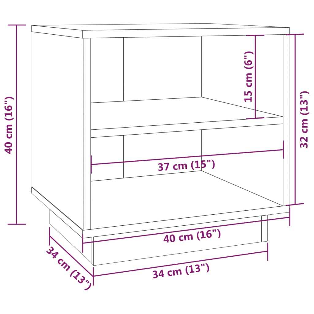 vidaXL Mesita de noche de madera maciza de pino blanco 40x34x40 cm