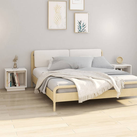 vidaXL Mesitas de noche 2 uds madera maciza de pino blanco 40x30x40 cm