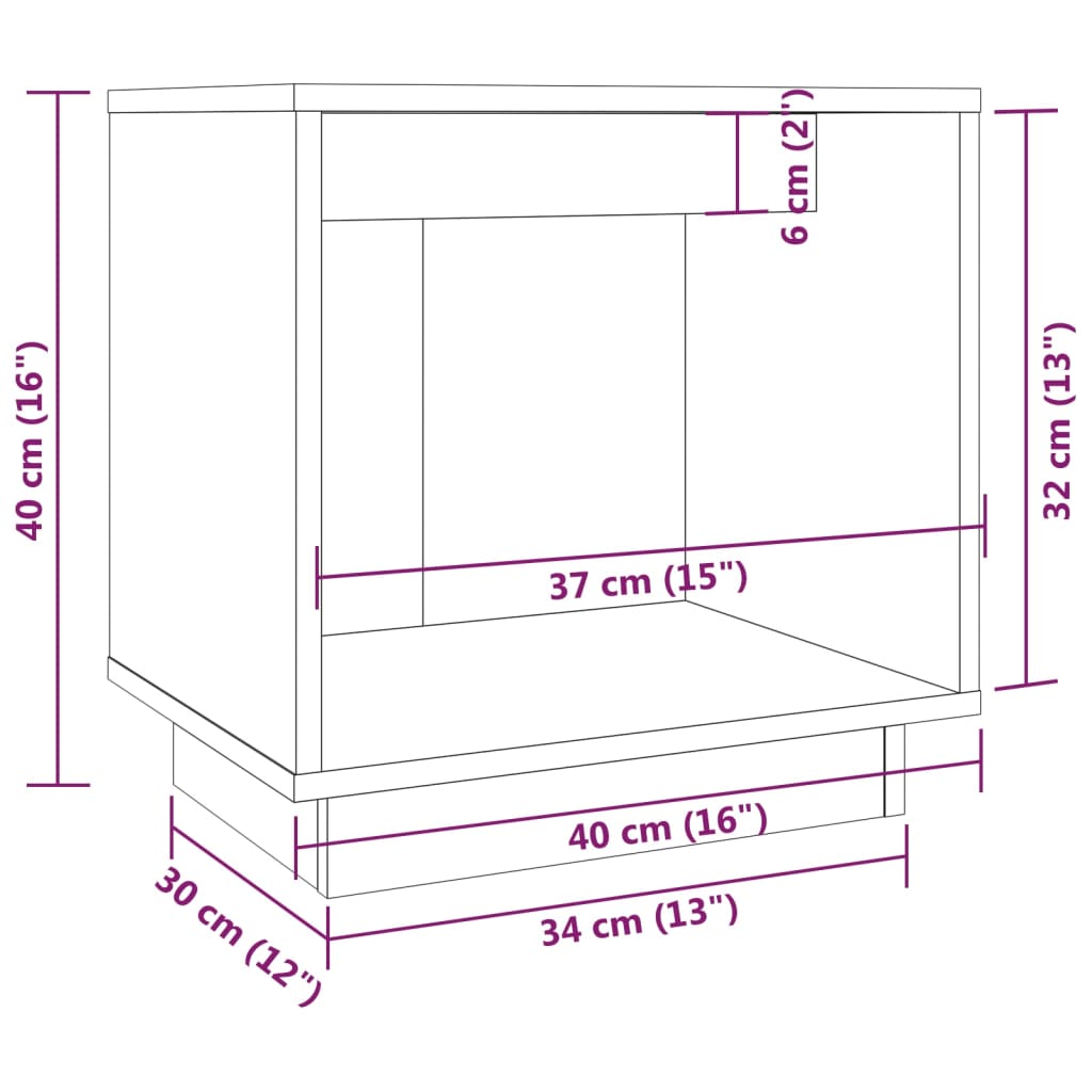 vidaXL Mesita de noche de madera maciza de pino gris 40x30x40 cm